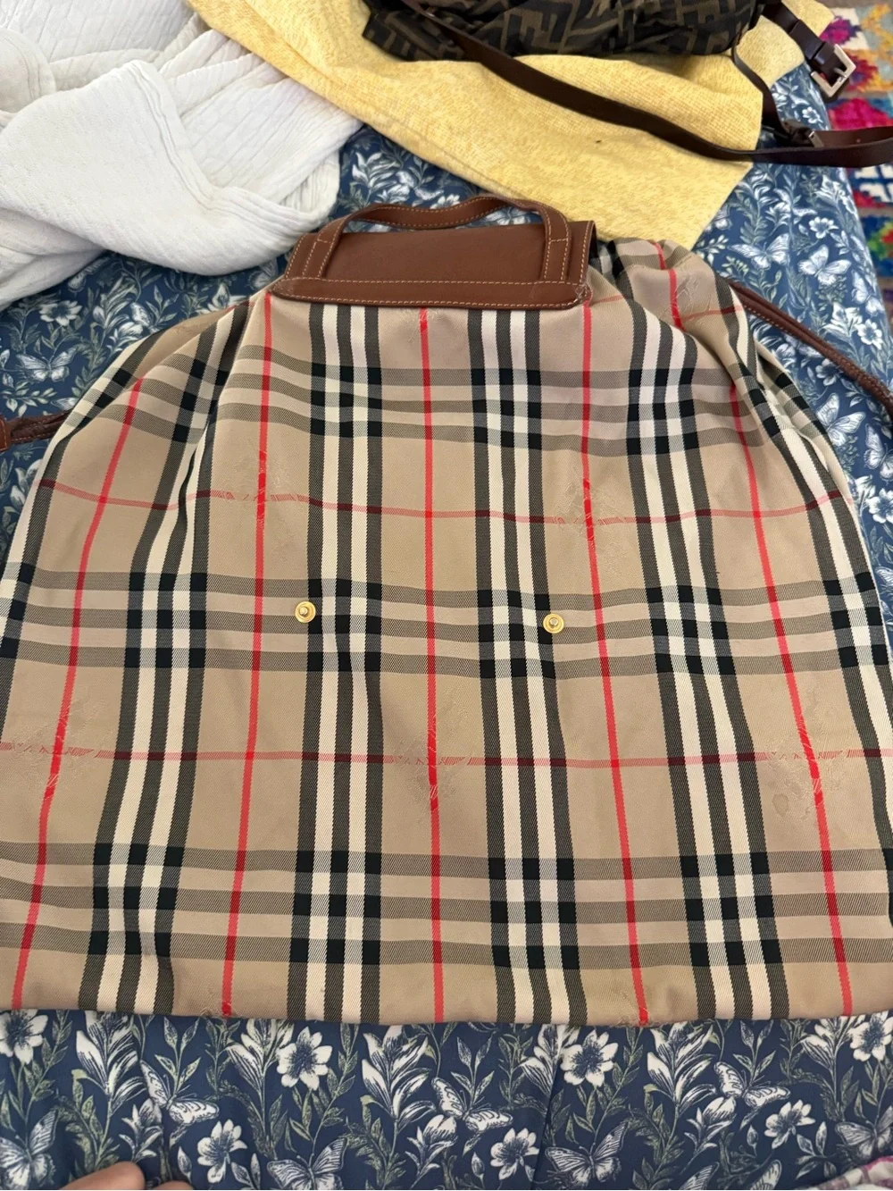 Vintage Burberry Classic Plaid Women's Backpack - Brown Leather Trim